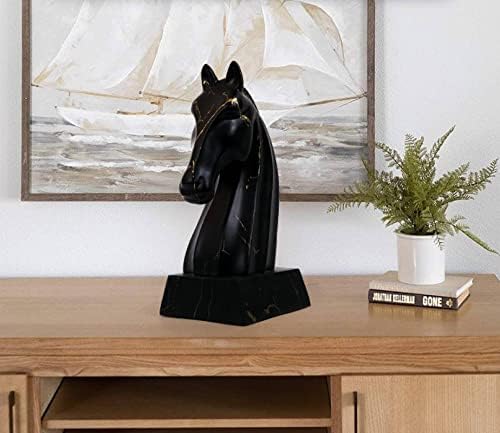 12 Inches Black Horse Head Resin Sculpture