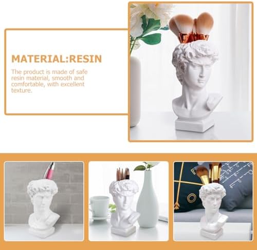 Greek Statue Pen Holder - David Bust Resin Desk Organizer 1