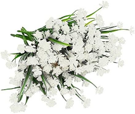 6 Bundles UV Resistant Artificial Flowers Bouquet 7 Stems 37cm White