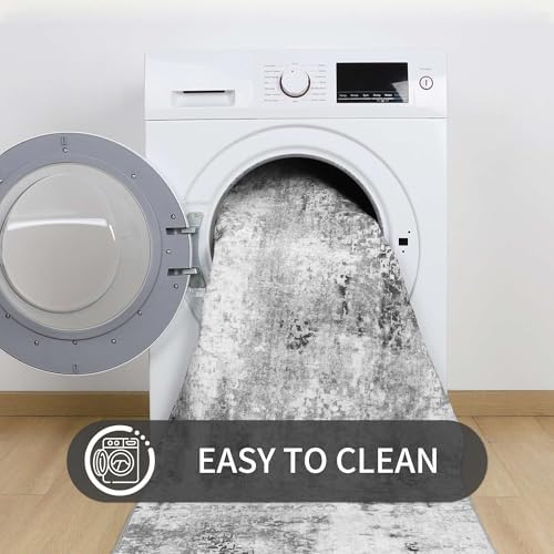 Ompaa 6x9 Gray Boho Area Rug - Non Slip Machine Washable