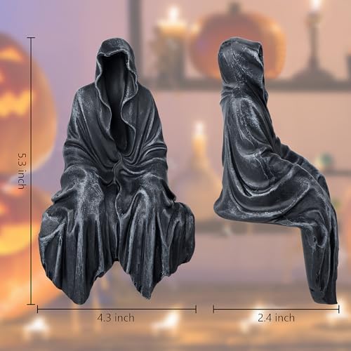 Gothic Resin Sitting Statue with Black Robe Design 1
