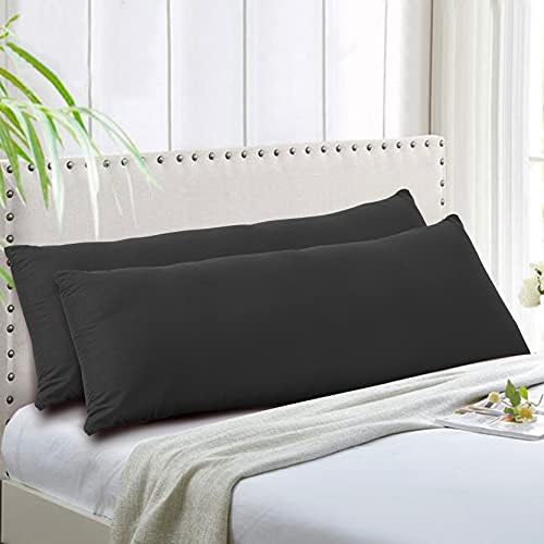 EVOLIVE Soft Brushed Microfiber Pillow Covers 21x54 Pack of 2 Black Zipper Closure