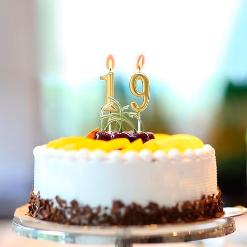 Beanlieve 10-Piece Numeric Birthday Candles - Champagne Gold