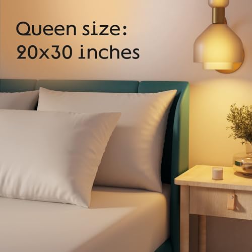 100 Cotton Pillow Protectors 4-Pack with Zipper Queen Size