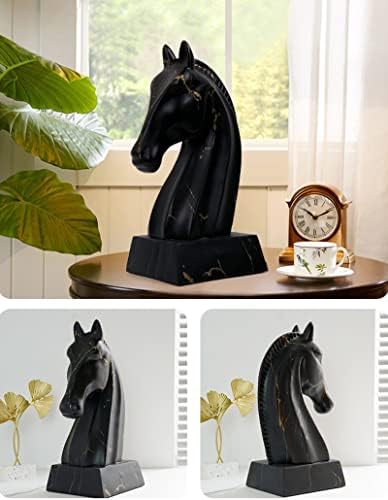12 Inches Black Horse Head Resin Sculpture