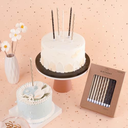 PHD CAKE Gold Black White Long Thin Birthday Candles