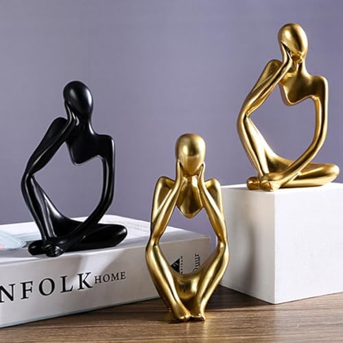 Modern Thinker Statue Home Decor Black-Right