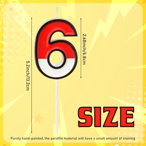 Cartoon Birthday Candle Numeral 6 Cake Topper for Decor