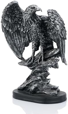 10 Inch Resin Eagle Statue with Antique Silver Accent