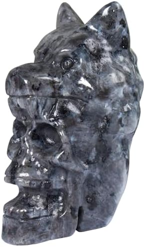 217 Inch Crystal Skull with Wolf Head Decor