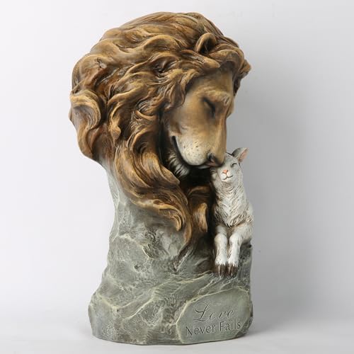 BC Home Dcor Lion with Lamb Statue - Love Never Fails