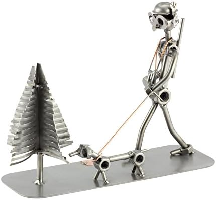 Handmade Hunter with Dog Sculpture Nuts and Bolts Decor