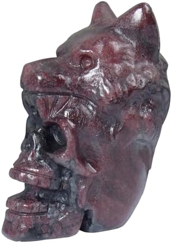 217 Inch Garnet Crystal Skull Wolf Head Statue Decor