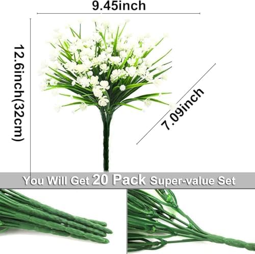 TURNMEON 20 Pcs Artificial White Flowers Set