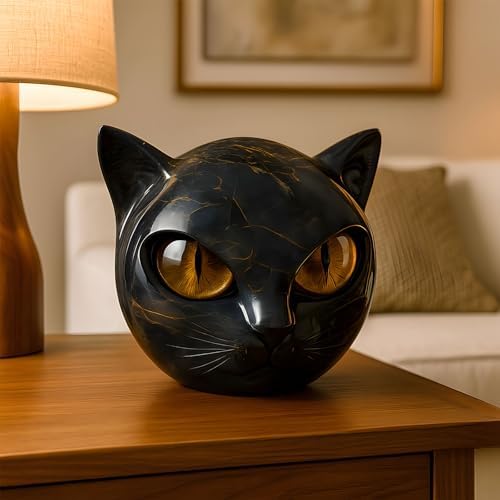 Luxury Black Cat Stone Sculpture 2PCS