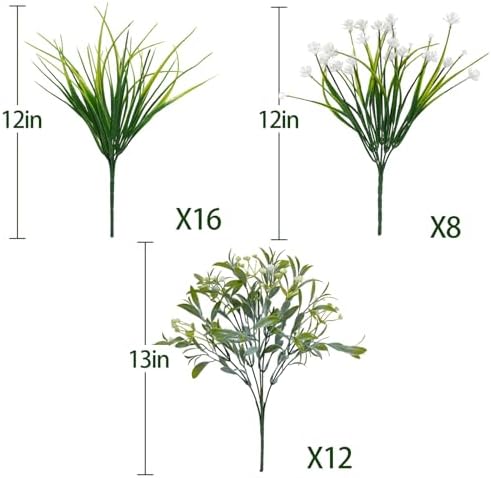 Ruidazon 36 Pcs Artificial Flowers Mixed White Outdoor Decor