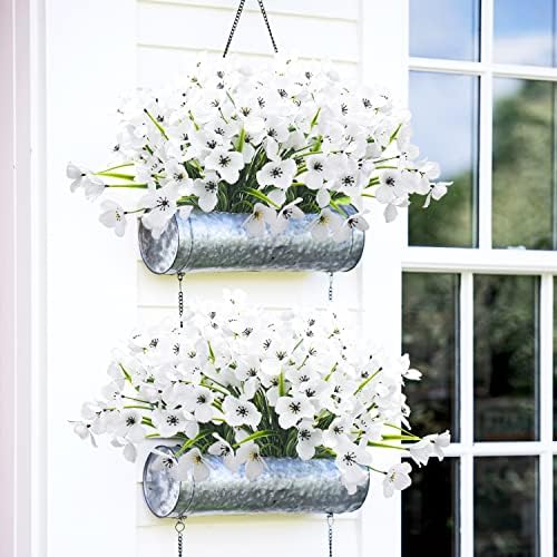 20 Bundles Artificial Flowers Silk White Outdoor Decor