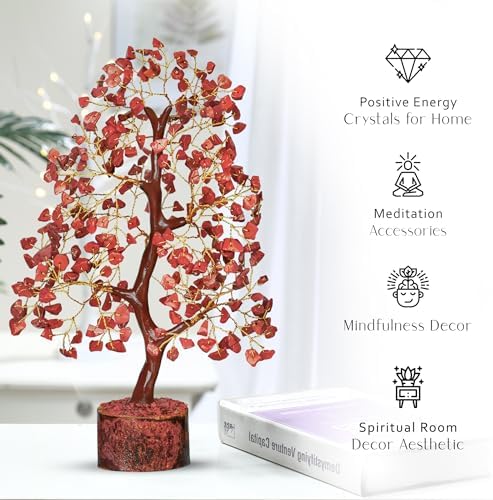 PYOR Red Jasper Crystal Bonsai Tree Sculpture