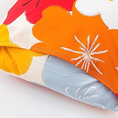 SUSYBAO Queen Pillowcases Set of 2 Orange Flower Print