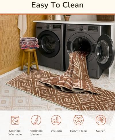 9x12 Area Rug Non-Slip Machine Washable Western Style Tribal Rug - YellowbrownCream