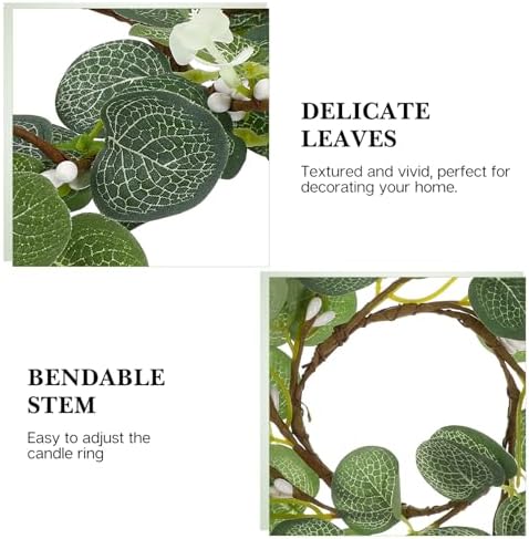 Kisangel Eucalyptus Candle Rings 4pcs Wreaths Decor