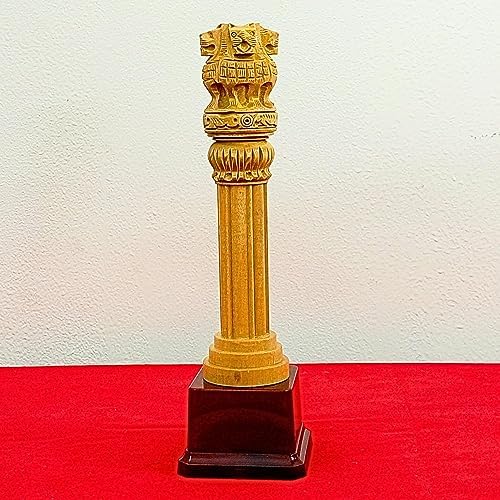 Shri Shri Wooden Ashoka Pillar 10 Inch with Stand