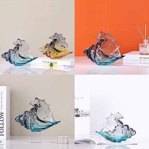Hand Blown Gray Glass Conch Statue Decor 1