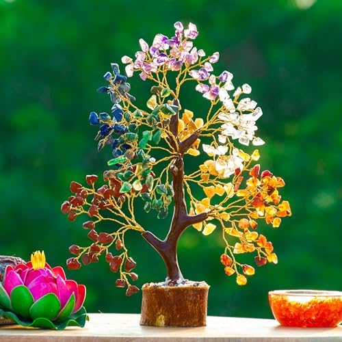 Reikved 7 Chakra Tree Feng Shui Decor Crystal Bonsai