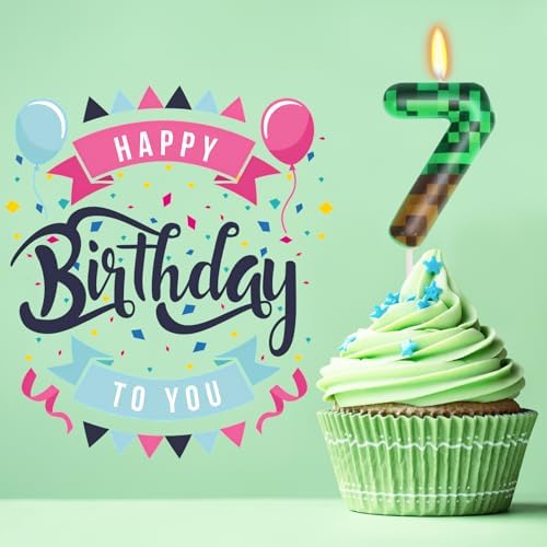 7th Pixel Miner Birthday Candles TNT Themed Decorations