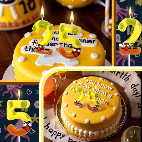 Yellow Sponge Number 25 Birthday Candle