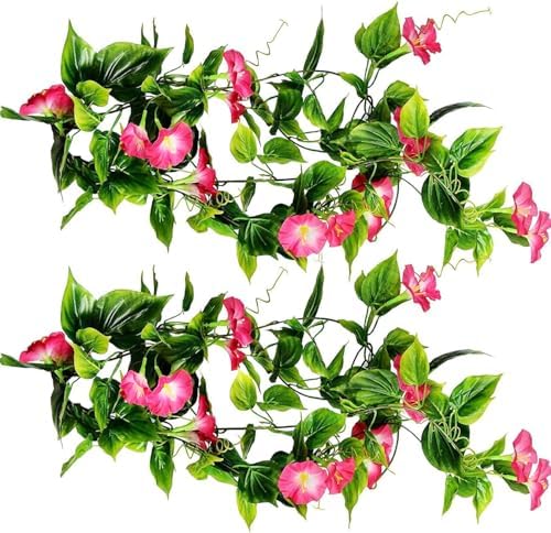 PASYOU Artificial Morning Glory Flower Vines 2 Pack