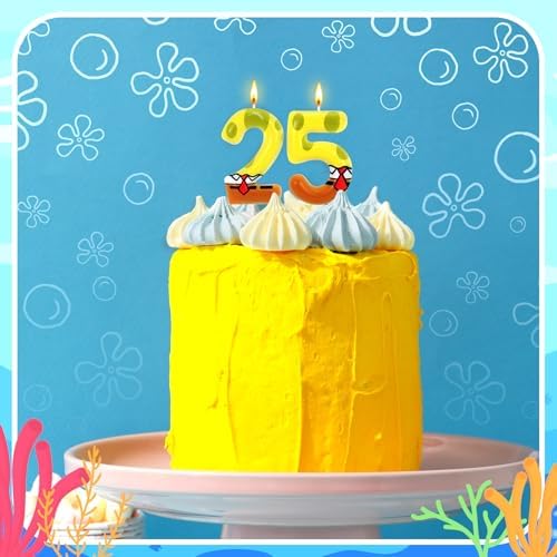 Yellow Sponge Number 25 Birthday Candle