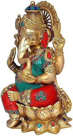 AONA Ganesha Statue Brass Gold 131 Inch
