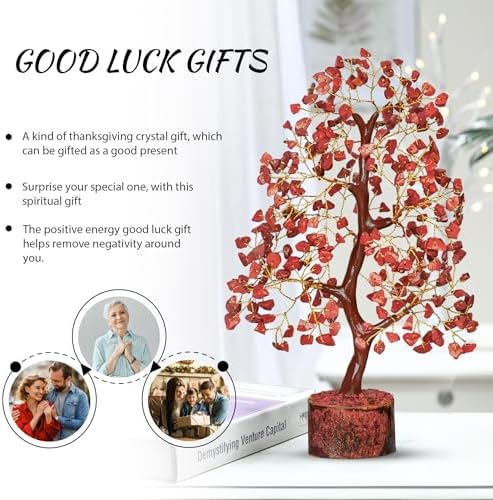 PYOR Red Jasper Crystal Bonsai Tree Sculpture