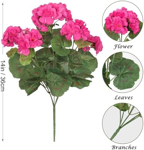 Dremisland 3 Pack Artificial Geranium Flowers