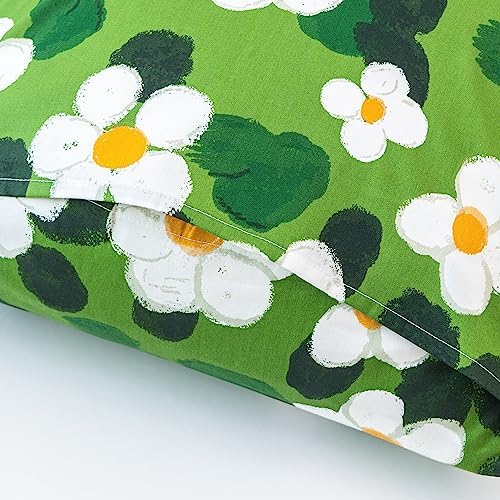YuHeGuoJi Green White Pillow Cases Set of 2 Queen Size