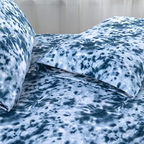Elegant Comfort Twin XL Luxury Soft Sheets Set Tie Dye Blue