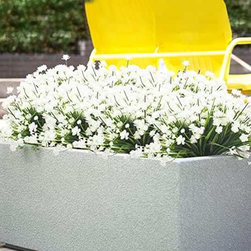 Grunyia Artificial Fake Flowers White 12 Bundles