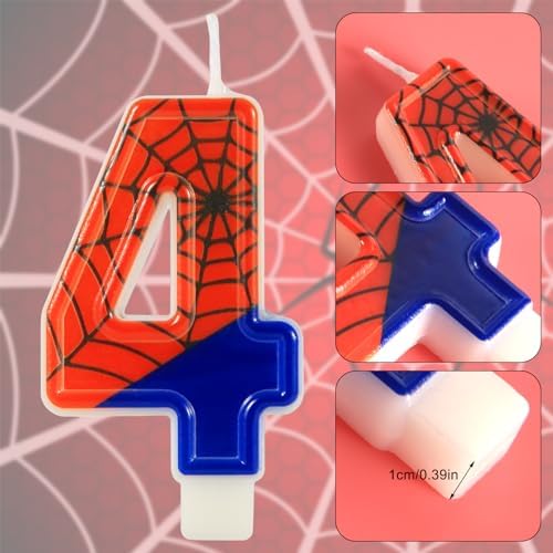 Spider Web Number Candle Birthday Cake Topper 4 pcs
