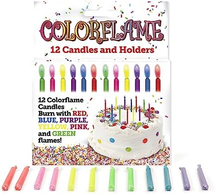 Colorflame Multicolor Birthday Candles 12 Count Unscented