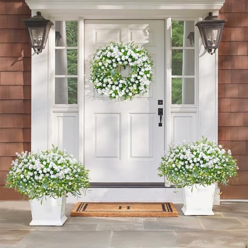 Ruidazon 36 Pcs Artificial Flowers Mixed White Outdoor Decor