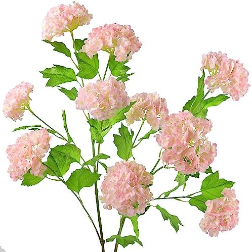 FiveSeasonStuff Blush Pink Snowball Viburnum Artificial Flowers 2 Stems 1