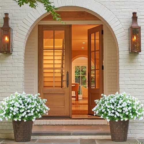 SITUMEIZI 8 Bundle UV Resistant Fake Shrubs Artificial Flowers