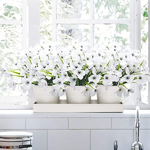 20 Bundles Artificial Flowers Silk White Outdoor Decor