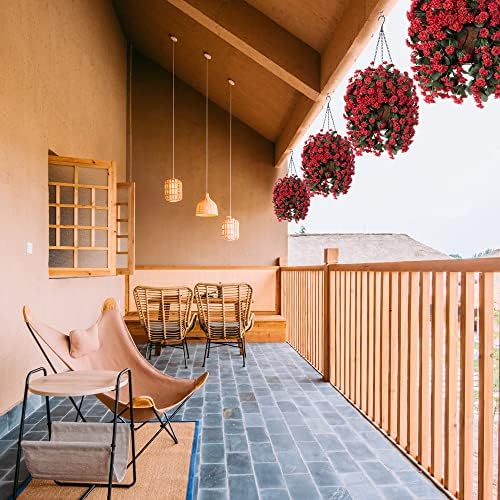 INXUGAO Hanging Baskets Artificial Daisies with Red Basket