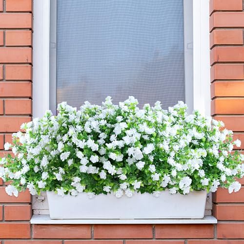 SITUMEIZI 8 Bundle UV Resistant Fake Shrubs Artificial Flowers
