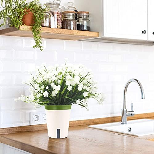 Grunyia Artificial Fake Flowers White 12 Bundles