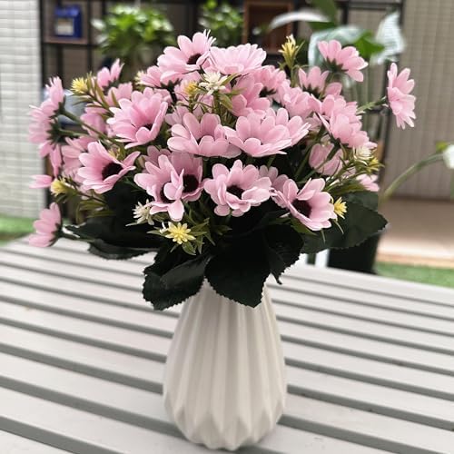 PASYOU Artificial Daisies Flowers 4 Bouquet Pink