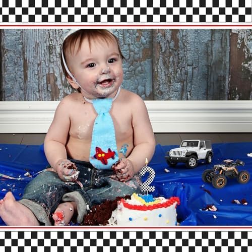 Racing Car Number 2 Birthday Candle Checkered Design