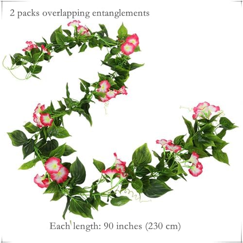 PASYOU Artificial Morning Glory Flower Vines 2 Pack